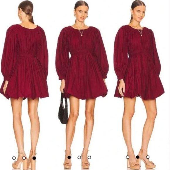 Ulla Johnson Dresses & Skirts - New Ulla Johnson Martine Dress Poplin Bordeaux Bateau Neckline Sz 2